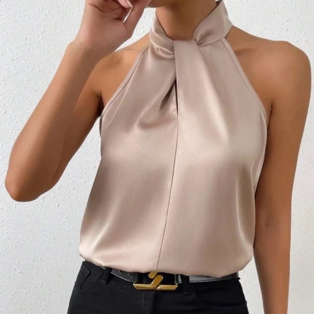 Lux twist neck halter top